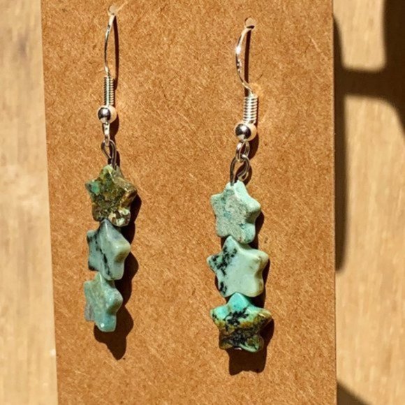 3/$25 8mm Star Turquoise Chakra Bead Earrings - Picture 2 of 2